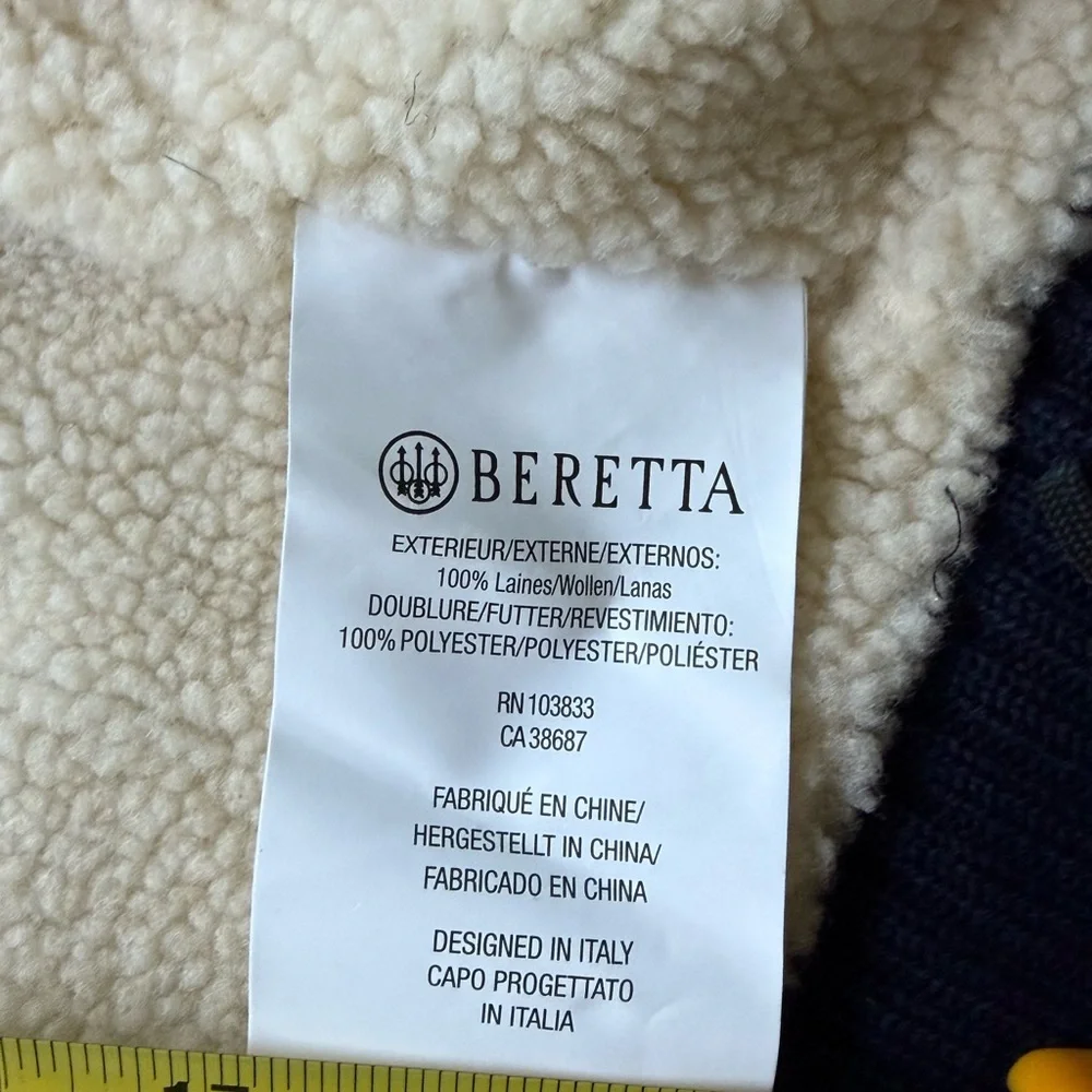 BERETTA Men’s Navy Wool JacketNWOT Sherpa LinenFull Zip Sweater Coat Large - Picture 5 of 17